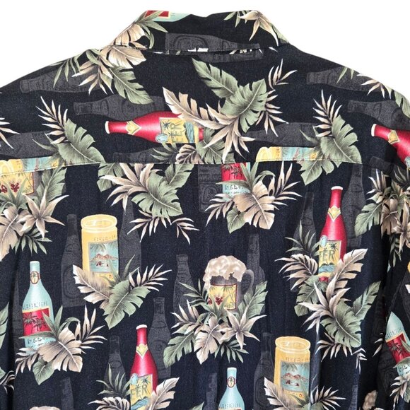Campia Moda Mens Hawaiian Shirt Button-Down Beer & Skull Print Black XXL - Picture 8 of 10
